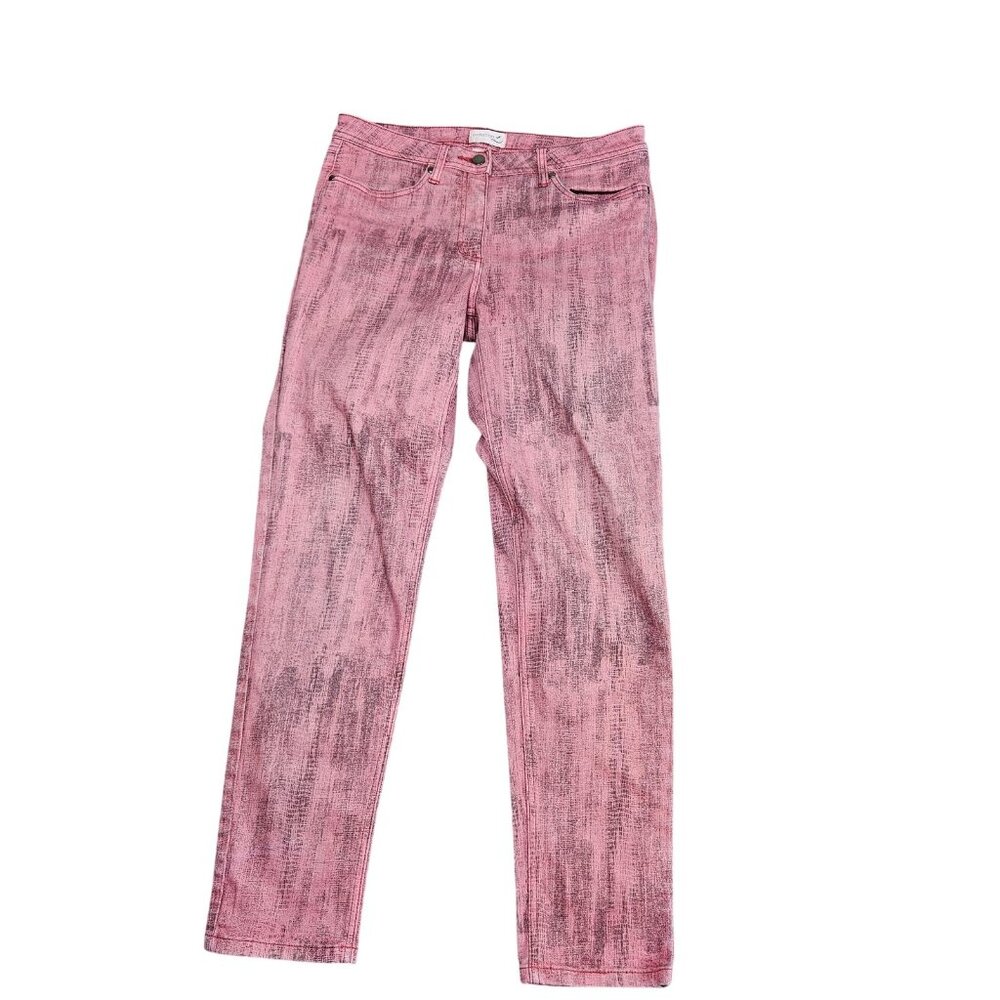 Creation L Straight‎ Jeans Womens 8 Pink Black Mid Rise Stretch Denim